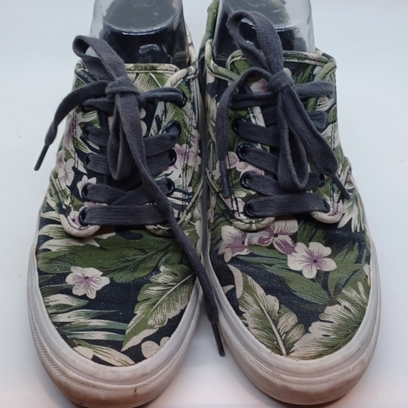 Vans Hawaiian Canvas Green Floral Sneakers Shoes Off The Wall  8.5 Womens - Picture 2 of 10